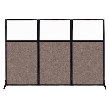 Versare Work Station Screen 99" x 70" Latte Fabric With Clear Window 1840313